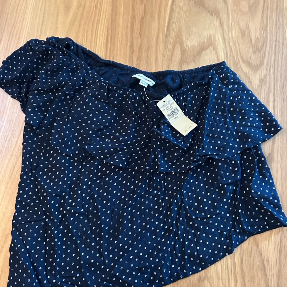 American Eagle Outfitters Navy Dot Blouse